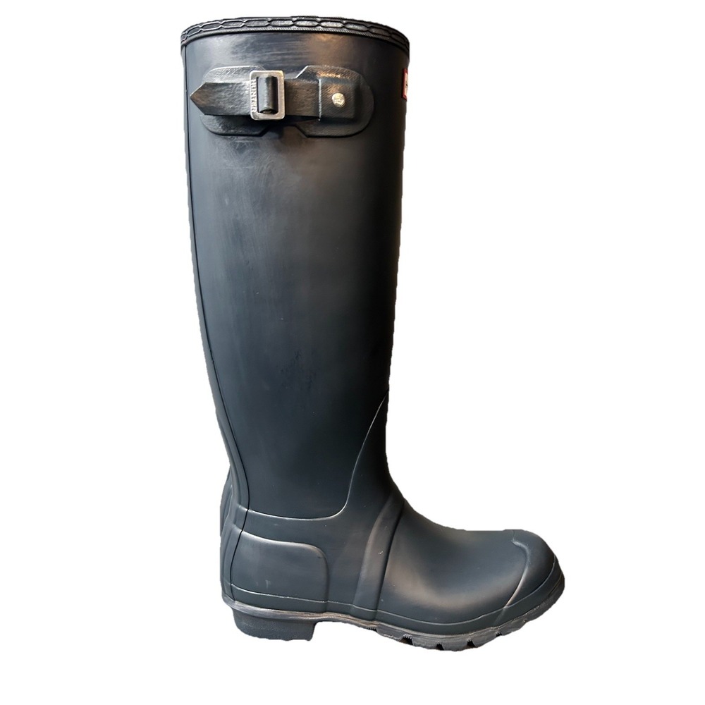 Hunter Boots Women's 9 Original Tall Rubber Waterproof Casual Rain Navy Blue - Picture 4 of 15